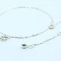 9.5" White Donut Round Circle Crystal Sterling Silver Chain Bell Anklet Bracelet
