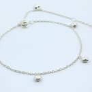 10" Love Heart Dangle 925 Sterling Silver Chain Anklet