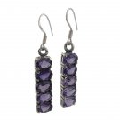 Long Bar Multi Stone Dangle 925 Sterling Silver Dangle Earrings