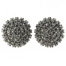 Round Sparkle Marcasite 925 Sterling Silver Stud Clip-on Earrings