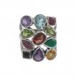 Muticolor Cluster Gemstone Multi Shape 925 Sterling Silver Ring