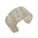7" Thai Karen Hill Tribe Twist Wire Wide Band 925 Sterling Silver Cuff Bracelet