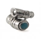 Wrap Bamboo Blue Stone 925 Sterling Silver Single Coil Ring