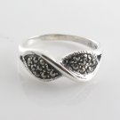 Twist Spiral Infinity Marcasite 925 Sterling Silver Ring