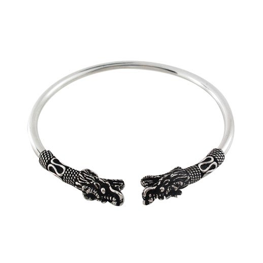6" Dragon Head End Bali Cuff 925 Sterling Silver Cuff Bracelet