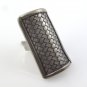 Karen Hill Tribe Rectangle Basket Weave Sterling Silver Ring Handmade