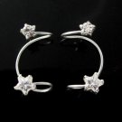 Milky Way Crystal Star Ear Cuff Wrap Clamp Earrings Clip 925 Sterling Silver