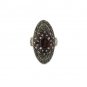 Oval Red Garnet Marcasite Statement 925 Sterling Silver Ring