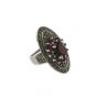 Oval Red Garnet Marcasite Statement 925 Sterling Silver Ring
