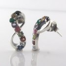 Eternal Love Infinity Multicolor Gemstone 925 Sterling Silver Stud Earrings