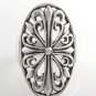 Fleur de lis Curl Filigree Oval Gothic Cross 925 Sterling Silver Ring