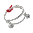 2pcs 4mm Baby Flat Bangle Pair Bell 925 Sterling Silver Jingle Ball Gift Polish