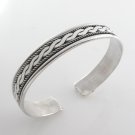 6.75" 10mm Wavy Twist Band 925 Sterling Silver Cuff Bracelet Bali Flat