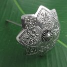 Petal Flower Engrave Umbrella Hair Pin 925 Sterling Silver Jewelry Stick Vintage
