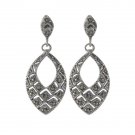 Marquise Diamond Dangle Marcasite 925 Sterling Silver Vintage Earrings