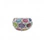 Oval Cluster Multicolor Gemstone Round Band Marcasite 925 Sterling Silver Ring