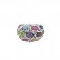Oval Cluster Multicolor Gemstone Round Band Marcasite 925 Sterling Silver Ring