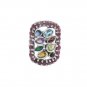 Rectangle Ruby Marquise Cluster Multicolor Gemstone 925 Sterling Silver Ring