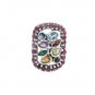 Rectangle Ruby Marquise Cluster Multicolor Gemstone 925 Sterling Silver Ring
