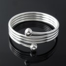 7.25" Multi Line Spiral Ball End 925 Sterling Silver Bracelet Bangle Polish Tube