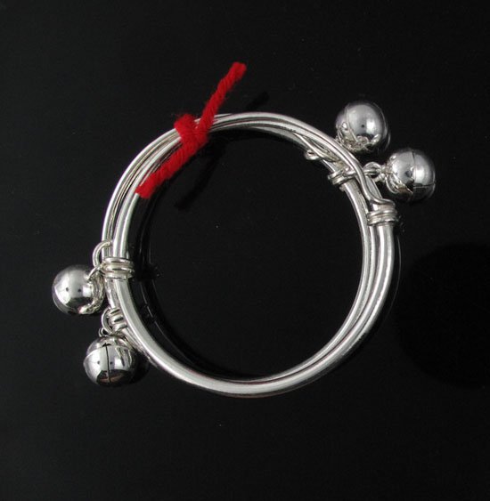 2pcs 3mm Round Baby Bangle Pair Ball Bell 925 Sterling Silver Gift Polish