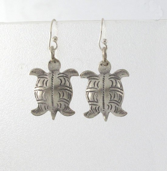 Turtle Tortoise 925 Sterling Silver Dangle Earrings Thai Karen Hill Tribe