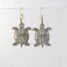 Turtle Tortoise 925 Sterling Silver Dangle Earrings Thai Karen Hill Tribe