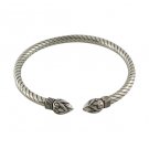6.5" Spiral Line Lotus End 925 Sterling Silver Cuff Bracelet