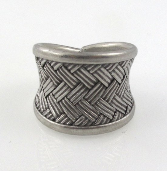 Karen Hill Tribe Multi Line Cross Weave 925 Sterling Silver Ring Free size 10