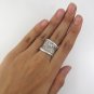 Karen Hill Tribe Multi Line Cross Weave 925 Sterling Silver Ring Free size 10