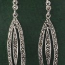 Marquise Drop Marcasite 925 Sterling Silver Stud Earrings