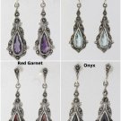 Gemstone Elegant Teardrop Marcasite 925 Sterling Silver Stud Earrings