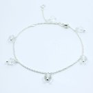 10" Clear White Crystal Bead Ball 925 Sterling Silver Chain Anklet