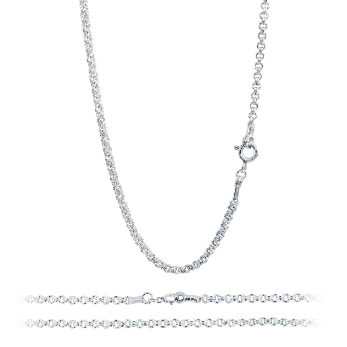 3mm Double Rolo Circle Round Chain 925 Sterling SilverNecklace