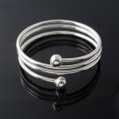 7.75" Spiral Triple Wire Line Round 925 Sterling Silver Bangle Bracelet Polish