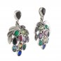 Grape Fruit Marcasite Multi Color Stone 925 Sterling Silver Stud Earrings