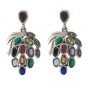 Grape Fruit Marcasite Multi Color Stone 925 Sterling Silver Stud Earrings