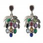 Grape Fruit Marcasite Multi Color Stone 925 Sterling Silver Stud Earrings