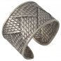 7" Zigzag Braid Stripe Woven 925 Sterling Silver Cuff Band Open Bracelet Flat