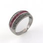Ruby Band Row Marcasite 925 Sterling Silver Ring