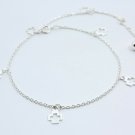10.5" Silver Iron Cross Dangle 925 Sterling Silver Chain Anklet Bell