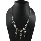 20" Circle Round Concho Button Tribal Bird Feather Sterling Silver Necklace