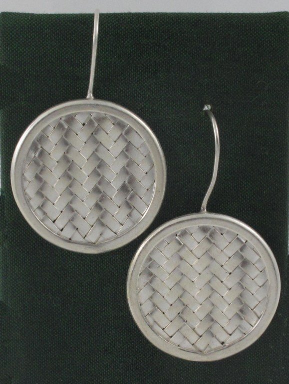 Flat Circle Round Weave 925 Sterling Silver Earrings Karen Hill Tribe