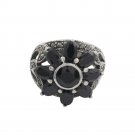 Black Onyx Flower Blossom 925 Sterling Silver Ring