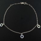 10.5" Donut Circle Dangle 925 Sterling Silver Chain Anklet