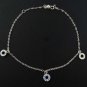 10.5" Donut Circle Dangle 925 Sterling Silver Chain Anklet