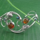 6.5" Amber Leaf Wild Branch Curl 925 Sterling Silver Cuff Bracelet