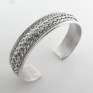 7" 15mm Basket Weave Band Bali 925 Sterling Silver Cuff Bracelet