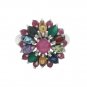 Blossom Flower Ruby Multicolor Gemstone 925 Sterling Silver Ring