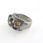 Multi Color Gemstone Band Statement Cocktail 925 Sterling Silver Ring